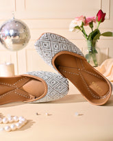 DIAMOND DUST - Metallic Silver Embroidered Jutti