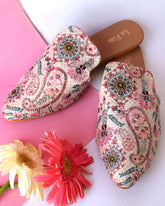 MAAHI - Bohemian Beige Embroidered Mule
