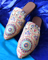 FREYA - Vibrant Beige Embroidered Mule