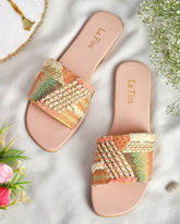 ARIA - Peach & Multicolour Embellished Slider