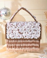 PEARL CASCADE - Brown Embroidered Clutch
