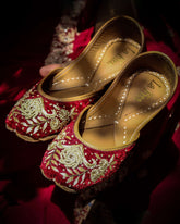 QURBAT - Maroon Embroidered Jutti