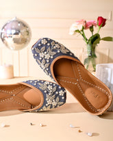 AZAL - Midnight Blue Embroidered Jutti