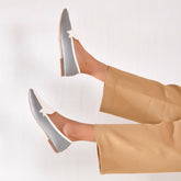 THE DUO - Pebble Gray and Vanilla Pointed Loafers
