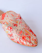 Orange Embroidered Mule
