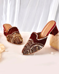 MEHAK - Sindoori Red Embroidered Heel