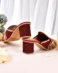 MEHAK - Sindoori Red Embroidered Heel